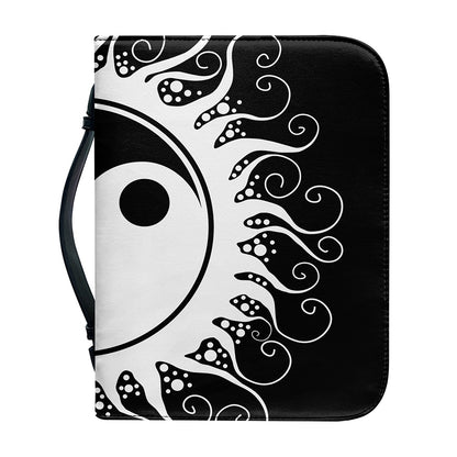Black And White Yin Yang Sun Print Leather Bible Cover