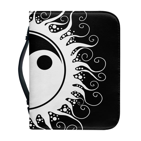 Black And White Yin Yang Sun Print Leather Bible Cover