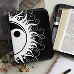 Black And White Yin Yang Sun Print Leather Bible Cover