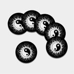 Black And White Yin Yang Sun Print Leather Coaster Set