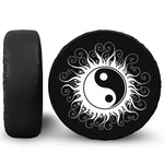 Black And White Yin Yang Sun Print Leather Spare Tire Cover