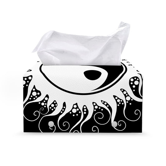 Black And White Yin Yang Sun Print Leather Tissue Box Cover