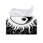 Black And White Yin Yang Sun Print Leather Tissue Box Cover