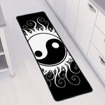 Black And White Yin Yang Sun Print Long Kitchen Mat