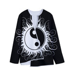 Black And White Yin Yang Sun Print Long Sleeve Short Coat