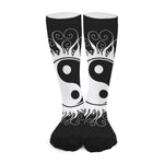 Black And White Yin Yang Sun Print Long Socks