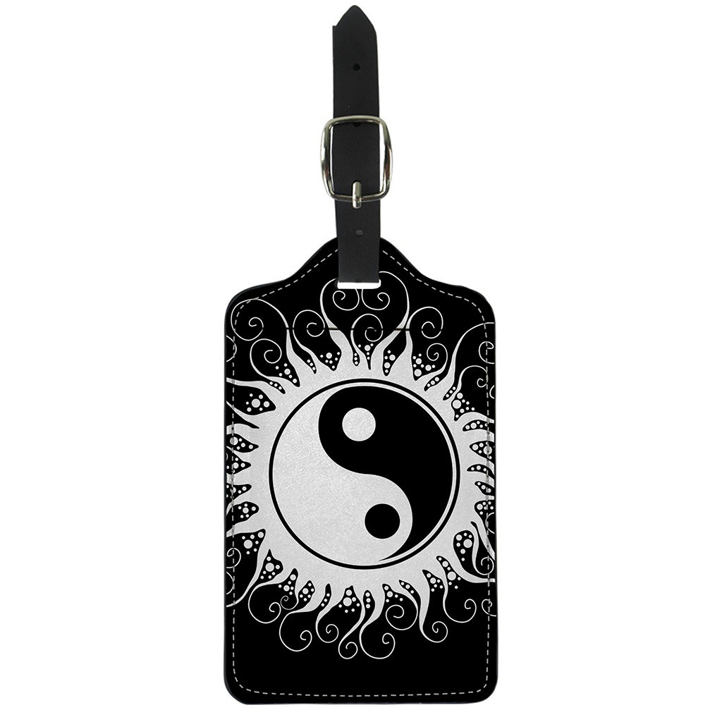 Black And White Yin Yang Sun Print Luggage Tag