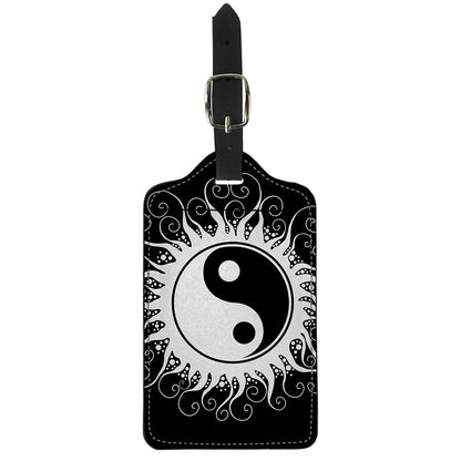 Black And White Yin Yang Sun Print Luggage Tag