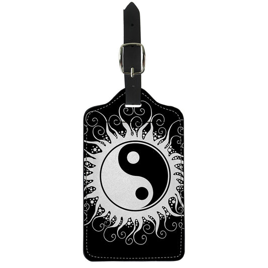Black And White Yin Yang Sun Print Luggage Tag