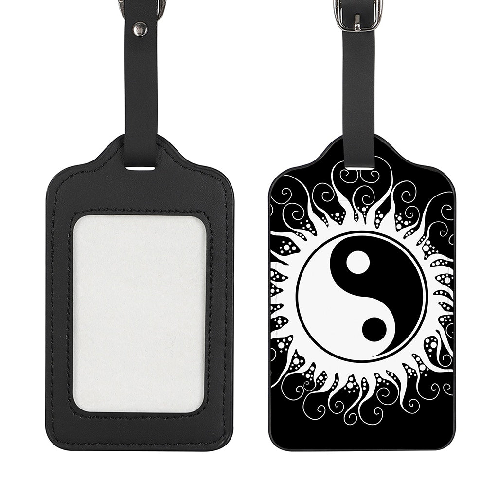 Black And White Yin Yang Sun Print Luggage Tag