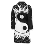 Black And White Yin Yang Sun Print Men's Bathrobe