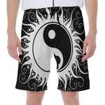 Black And White Yin Yang Sun Print Men's Beach Shorts