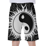 Black And White Yin Yang Sun Print Men's Beach Shorts