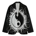 Black And White Yin Yang Sun Print Men's Blazer