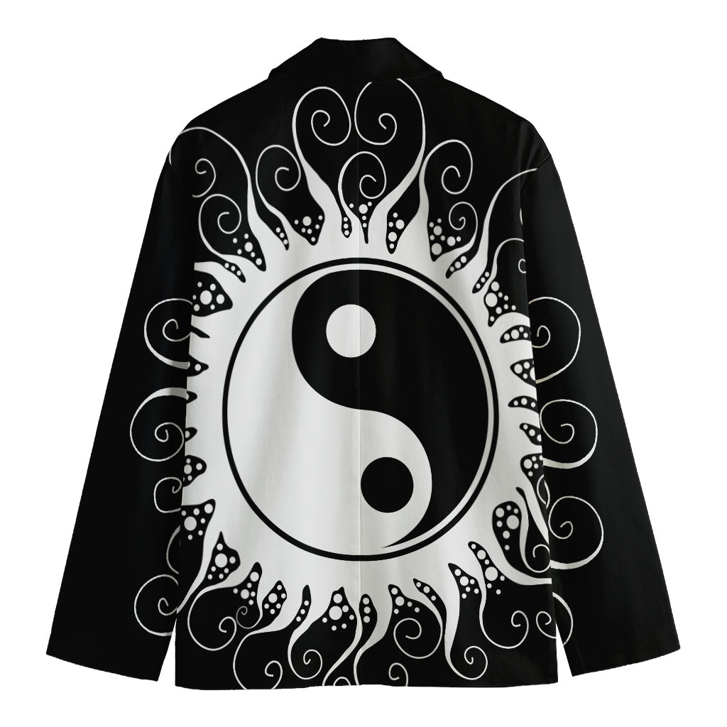 Black And White Yin Yang Sun Print Men's Blazer