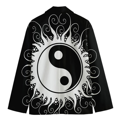 Black And White Yin Yang Sun Print Men's Blazer