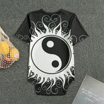 Black And White Yin Yang Sun Print Men's Bodysuit