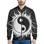 Black And White Yin Yang Sun Print Men's Bomber Jacket