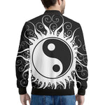 Black And White Yin Yang Sun Print Men's Bomber Jacket