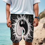 Black And White Yin Yang Sun Print Men's Cargo Shorts