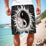 Black And White Yin Yang Sun Print Men's Cargo Shorts