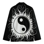 Black And White Yin Yang Sun Print Men's Cotton Blazer