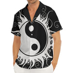 Black And White Yin Yang Sun Print Men's Deep V-Neck Shirt