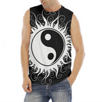 Black And White Yin Yang Sun Print Men's Fitness Tank Top