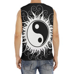 Black And White Yin Yang Sun Print Men's Fitness Tank Top