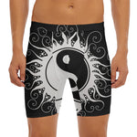 Black And White Yin Yang Sun Print Men's Long Boxer Briefs