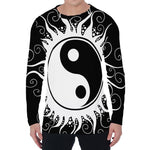 Black And White Yin Yang Sun Print Men's Long Sleeve T-Shirt
