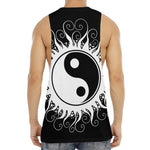 Black And White Yin Yang Sun Print Men's Muscle Tank Top