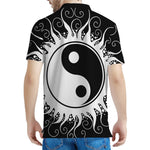 Black And White Yin Yang Sun Print Men's Polo Shirt