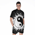 Black And White Yin Yang Sun Print Men's Romper