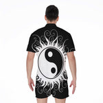 Black And White Yin Yang Sun Print Men's Rompers