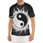 Black And White Yin Yang Sun Print Men's Short Sleeve Rash Guard