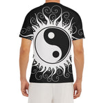 Black And White Yin Yang Sun Print Men's Short Sleeve Rash Guard