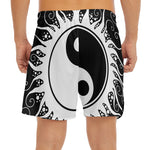 Black And White Yin Yang Sun Print Men's Split Running Shorts