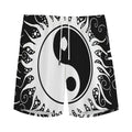 Black And White Yin Yang Sun Print Men's Athletic Shorts