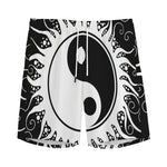 Black And White Yin Yang Sun Print Men's Sports Shorts