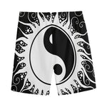 Black And White Yin Yang Sun Print Men's Sports Shorts