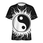 Black And White Yin Yang Sun Print Men's Sports T-Shirt