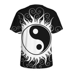 Black And White Yin Yang Sun Print Men's Sports T-Shirt