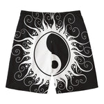 Black And White Yin Yang Sun Print Men's Swim Trunks