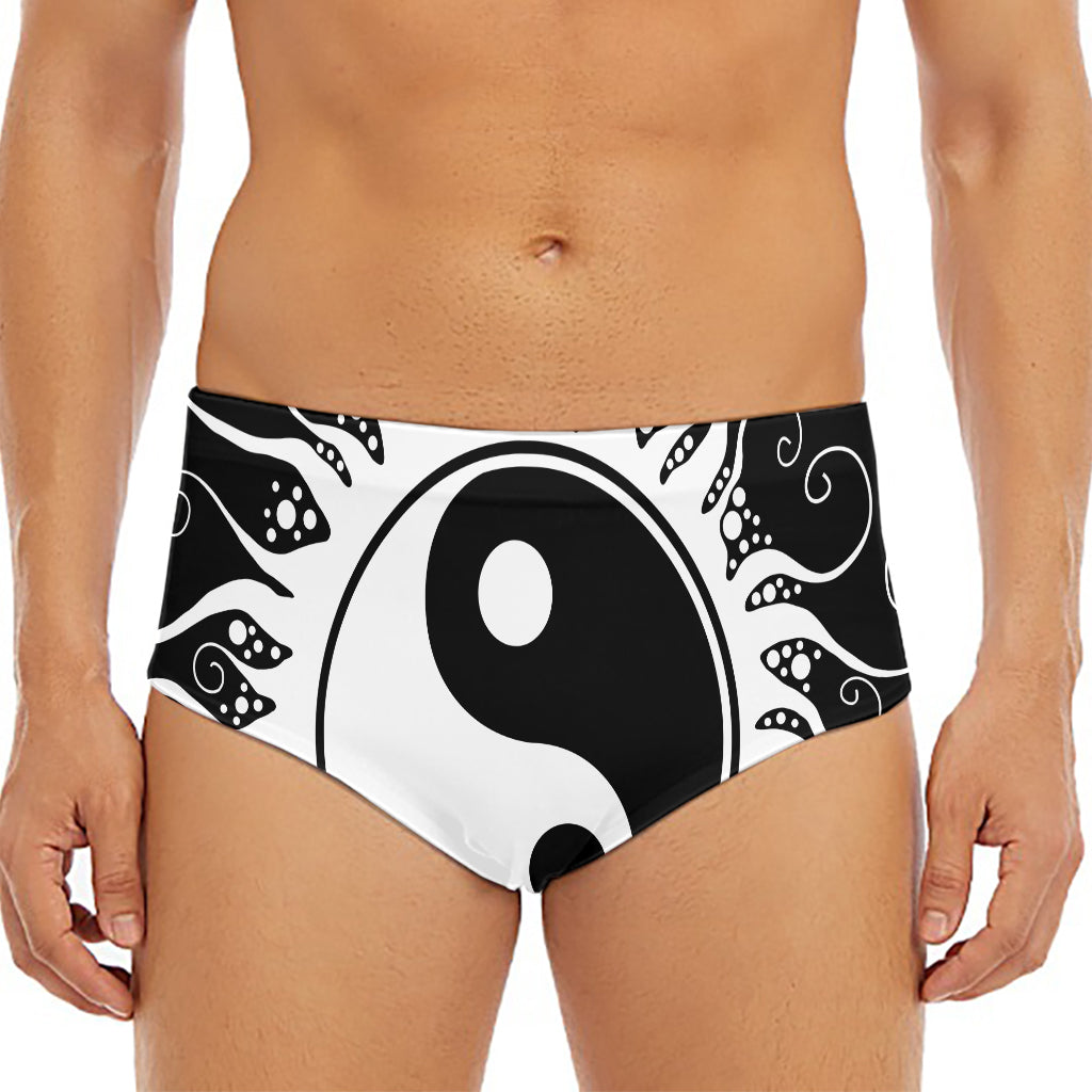 Black And White Yin Yang Sun Print Men's Triangle Swim Briefs