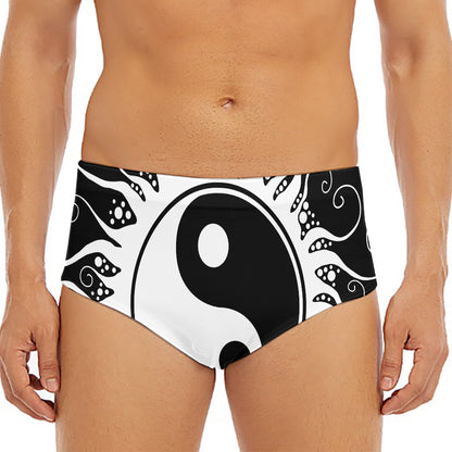Black And White Yin Yang Sun Print Men's Triangle Swim Briefs