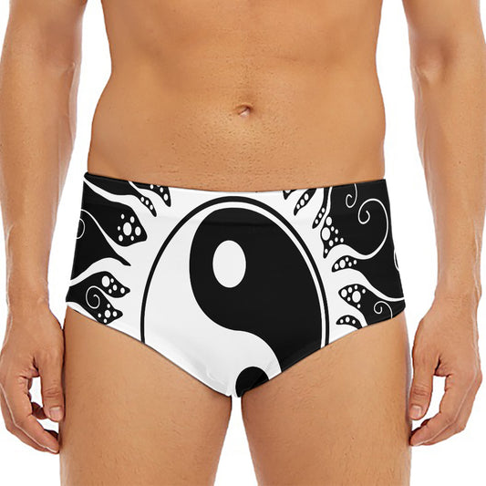 Black And White Yin Yang Sun Print Men's Triangle Swim Briefs