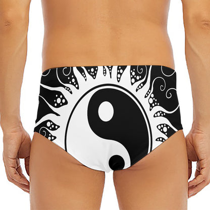 Black And White Yin Yang Sun Print Men's Triangle Swim Briefs