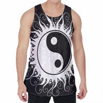Black And White Yin Yang Sun Print Men's Velvet Tank Top