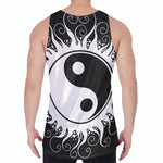 Black And White Yin Yang Sun Print Men's Velvet Tank Top